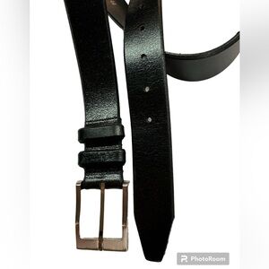 Remo Tulliani Genuine Leather Black Belt Silvertoned Buckle Made in USA Size 44